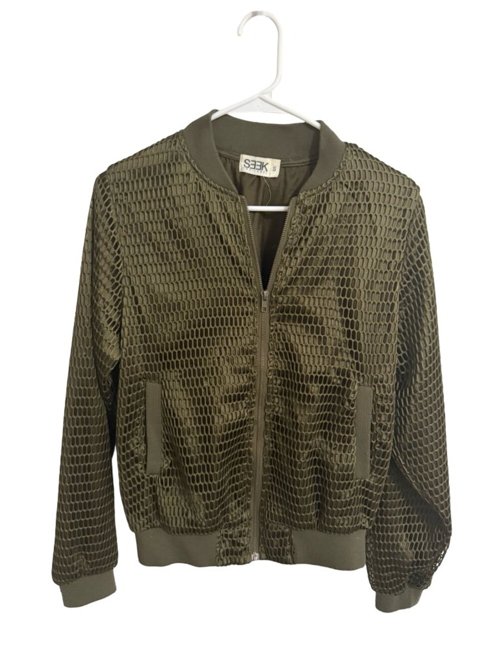 LF Seek the Label Netted Jacket Small Olive Green Bomber Full Zip Streetwear